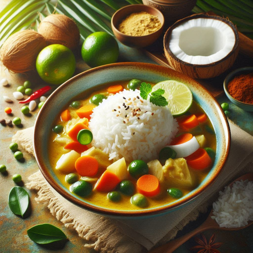 Granos del mundo: Arroz jazmín con curry de coco y vegetales
