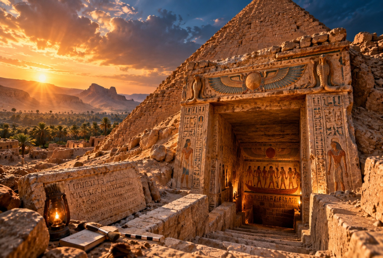 Una pirámide romana en el desierto de Egipto: la tumba que conservó una escena del inframundo durante 1.700 años
